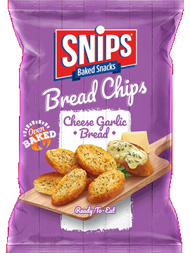 A bag of Snips Bread Chips - Cheese Garlic Bread