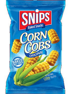 A bag of Snips Corn Cobs Original