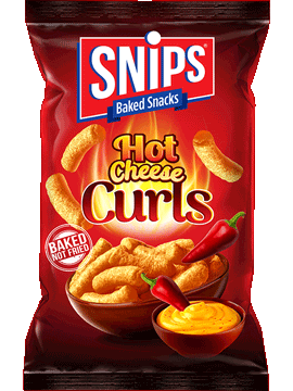 A bag of Snips Hot Cheese Curls