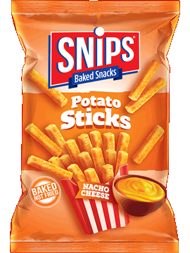 A bag of Snips Potato Sticks - Nacho Cheese