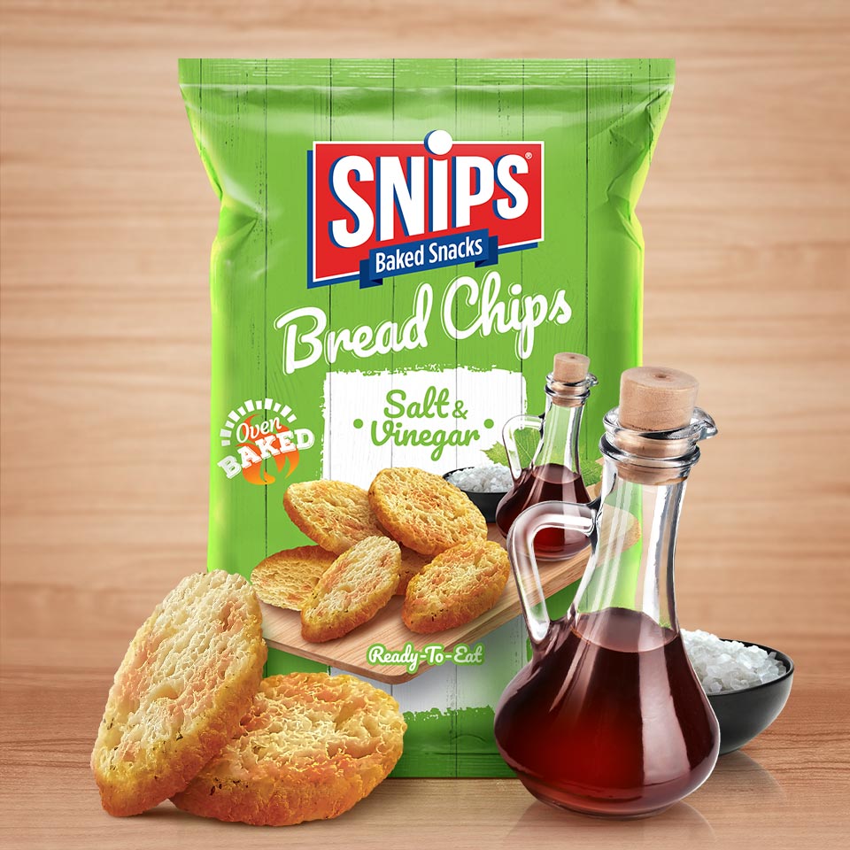 A bag of Snips Bread Chips - Salt & Vinegar