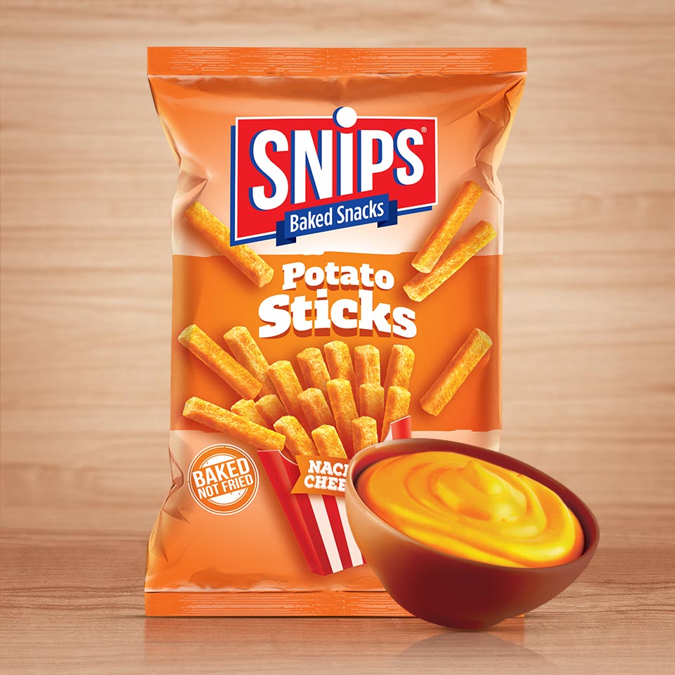 A bag of Snips Potato Sticks - Nacho Cheese