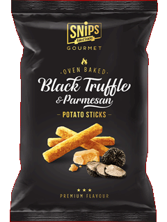 A bag of Snips Gourmet - Black Truffle & Parmesan Potato Sticks