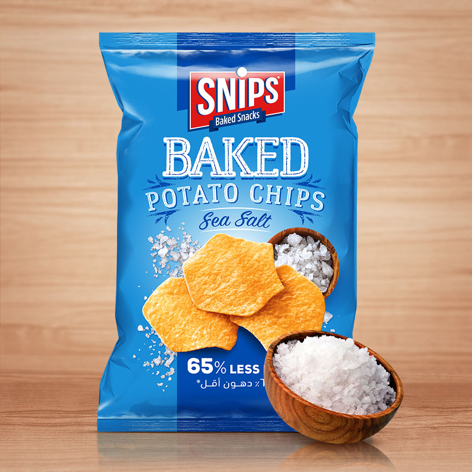 A bag of SNIPS Baked Potato Chips - Sea Salt